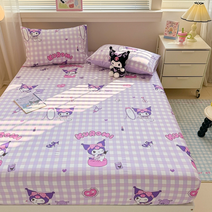 91家纺网 家纺一手货源 找家纺 呗旺鹿 2025新款正版三丽鸥全棉13372单品床笠 格子库落米