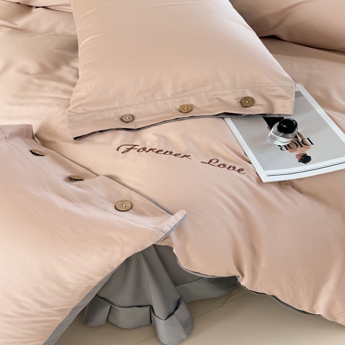 91家纺网 家纺一手货源 找家纺 艾迪尚家纺 2025新款A类纯色双拼长绒棉纯棉刺绣系列单品被套 被套单件（有单品 可定制） 杏灰双韵