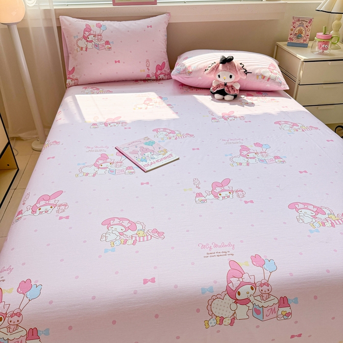 91家纺网 家纺一手货源 找家纺 呗旺鹿 2025新款正版三丽鸥全棉13372单品床单 童趣美乐蒂