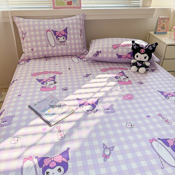 91家纺网 家纺一手货源 找家纺 呗旺鹿 2025新款正版三丽鸥全棉13372单品床单 格子库落米