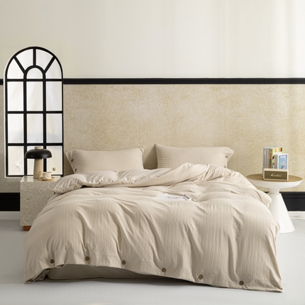 恋之语 2025新款亲肤舒适提花纽扣款四件套 赛琳娜-奶驼