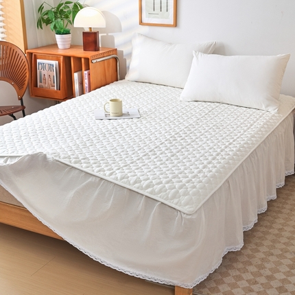 乐逸家纺 2025新品全棉色织床裙 仙女白