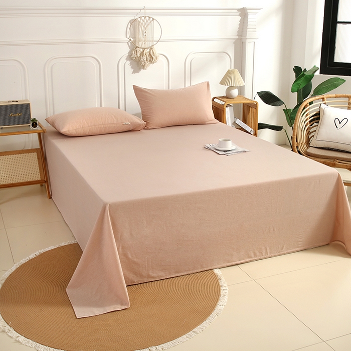 91家纺网 家纺一手货源 找家纺 恋之语家纺 2025新款全棉纯棉色织床单单品单床单床单单件 米驼青年