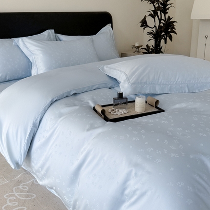 莱豫家纺 2025新款天丝棉提花四件套 罗拉蓝