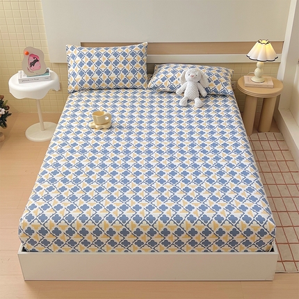 91家纺网 家纺一手货源 找家纺 （总）春皖家纺 2025新款A类全棉简约老粗纱布四件套风格一-普通款单床笠