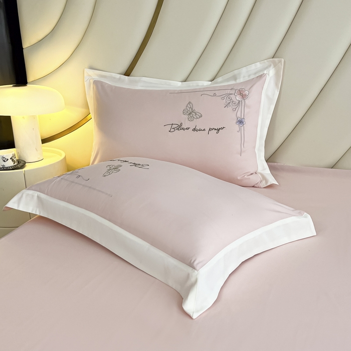 91家纺网 家纺一手货源 找家纺 恋之语 2025新款水洗棉刺绣四件套-锦绣花 锦绣花-浅粉