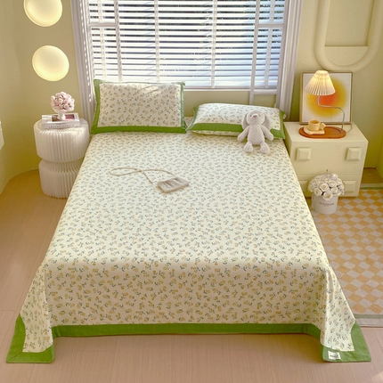 91家纺网 家纺一手货源 找家纺 （总）春皖家纺 2025新款A类全棉简约老粗纱布四件套风格一-工艺款单床单