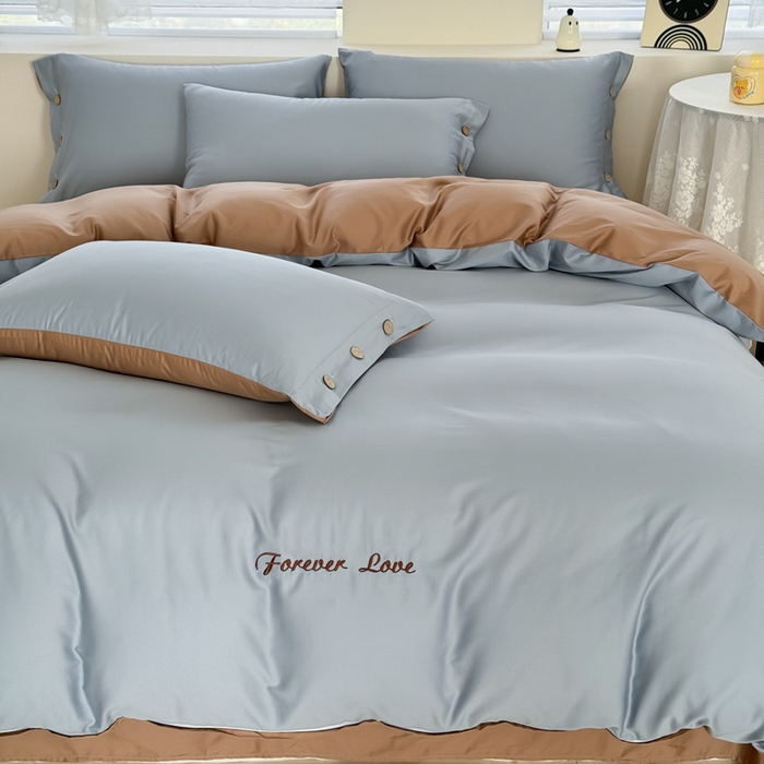 91家纺网 家纺一手货源 找家纺 艾迪尚家纺 2025新款A类纯色双拼长绒棉纯棉刺绣系列单品被套 被套单件（有单品 可定制） 驼韵蓝调