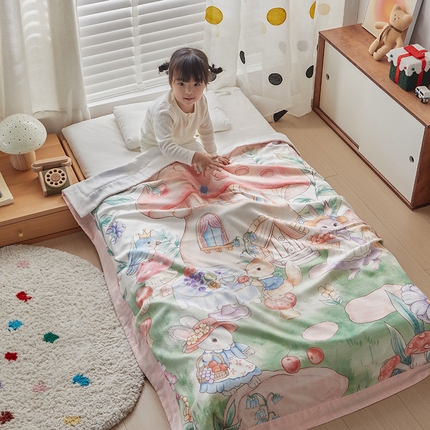荷马之梦 2025新款天竹系列—A类原创手绘风大版天竹纤维四层纱儿童盖毯 蘑菇下午茶
