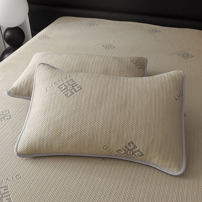 91家纺网 家纺一手货源 找家纺 绒多多 2025新款A类凉感冰豆豆席子凉席床笠款 香槟色