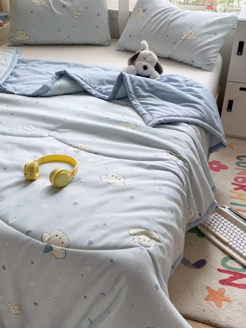 91家纺网 家纺一手货源 找家纺 美澳家纺 2025新款水洗棉印花夏被夏凉被空调被 心悦狗