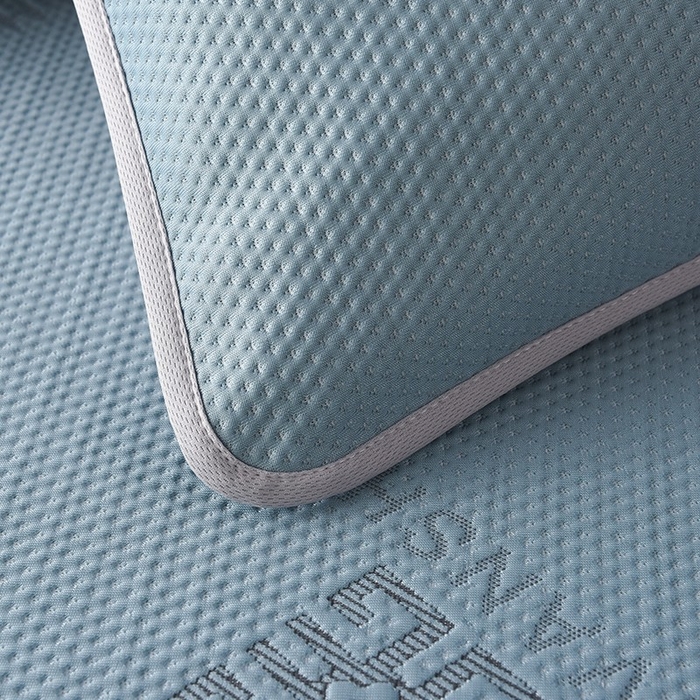 91家纺网 家纺一手货源 找家纺 绒多多 2025新款A类凉感冰豆豆席子凉席床笠款 雾霾蓝