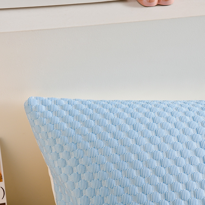 91家纺网 家纺一手货源 找家纺 艾兜坊 2025新款凉豆豆双人枕套 极简-蓝