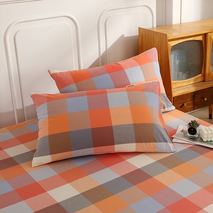 恋之语家纺 2025新款全棉纯棉色织枕套单品单枕套枕套单件 爱玛橙