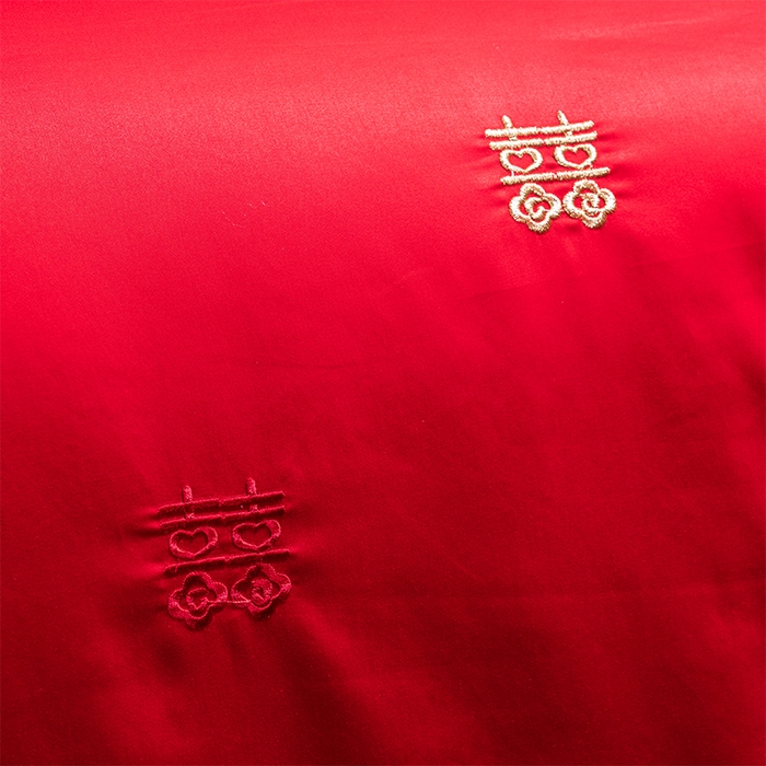 91家纺网 家纺一手货源 找家纺 博之洋婚庆 2025新款全棉长绒棉刺绣新中式婚庆系列多件套 喜气满满