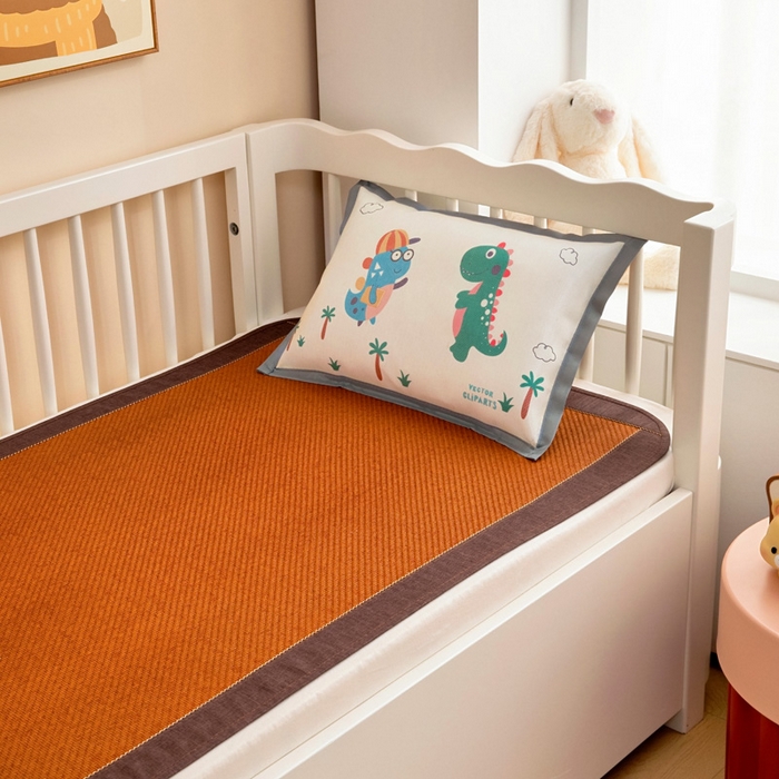 91家纺网 家纺一手货源 找家纺 梵赫 2025新款冰丝古藤双面卡通儿童凉席凉席-热带恐龙