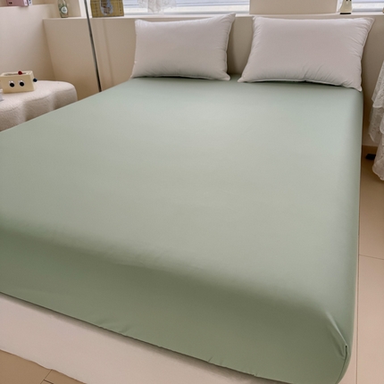 艾迪尚家纺 2025新款A类纯色双拼长绒棉纯棉刺绣系列单品床笠 床笠单件（有单品 可定制） 黄芽翠眠