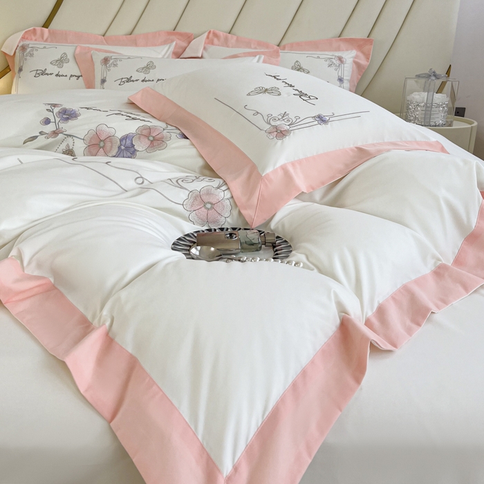 91家纺网 家纺一手货源 找家纺 恋之语 2025新款水洗棉刺绣四件套-锦绣花 锦绣花-浅玉