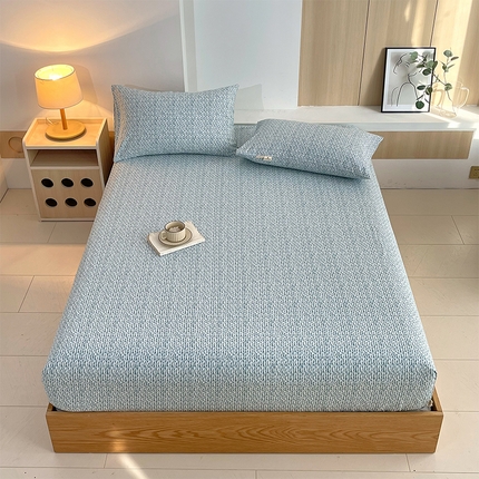 91家纺网 家纺一手货源 找家纺 （总）春皖家纺 2025新款A类全棉简约老粗纱布四件套风格一-普通款单床笠