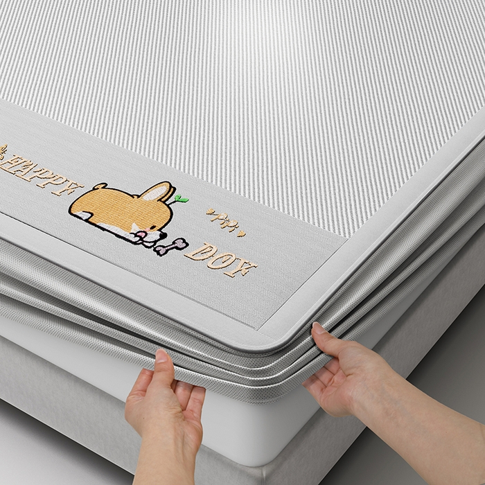 91家纺网 家纺一手货源 找家纺 2025新款斜纹宽柯基凉感冰丝席 斜纹柯基灰-床席款