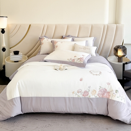 91家纺网 家纺一手货源 找家纺 （总）恋之语 2025新款水洗棉刺绣四件套-伊莉莎