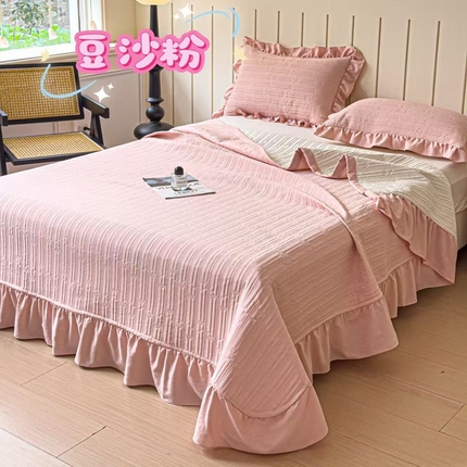 91家纺网 家纺一手货源 找家纺 （总）希朵家纺 2025新款麻夫格床盖三件套