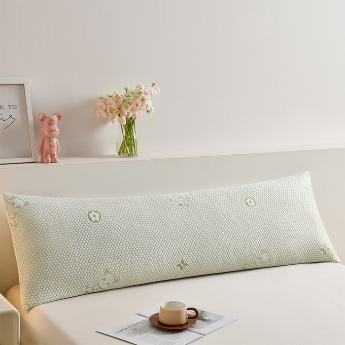 91家纺网 家纺一手货源 找家纺 艾兜坊 2025新款凉豆豆双人枕套 极简小熊-绿