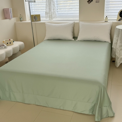 艾迪尚家纺 2025新款A类纯色双拼长绒棉纯棉刺绣系列单品床单 床单单件（有单品 可定制） 黄芽翠眠