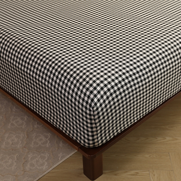 91家纺网 家纺一手货源 找家纺 绒多多 2025新款简约水洗棉色织床笠 黑白格