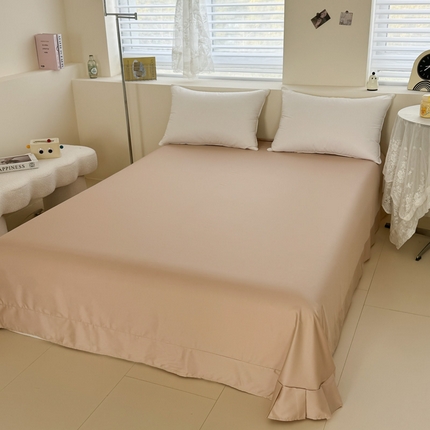 艾迪尚家纺 2025新款A类纯色双拼长绒棉纯棉刺绣系列单品床单 床单单件（有单品 可定制） 灰杏谧境