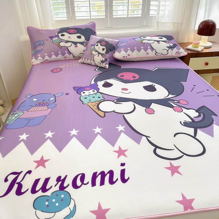 91家纺网 家纺一手货源 找家纺 ds生活馆 2025新款大版卡通牛奶丝凉席冰激凌库洛米