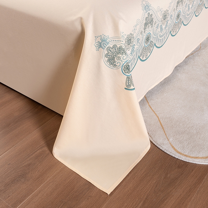 91家纺网 家纺一手货源 找家纺 居美良品 2025新款国民老上海100%全棉床单 牡丹绽放-米黄