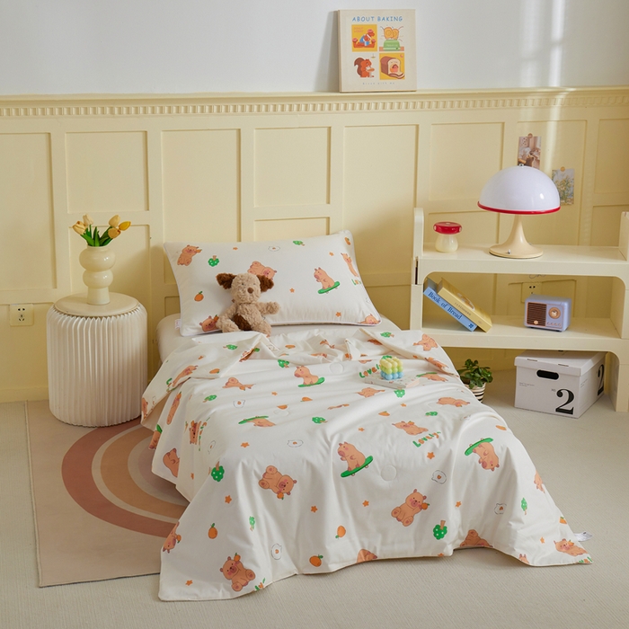 91家纺网 家纺一手货源 找家纺 ds生活馆 2025新款儿童学生纯棉精梳棉系列单夏被 滑板巴拉