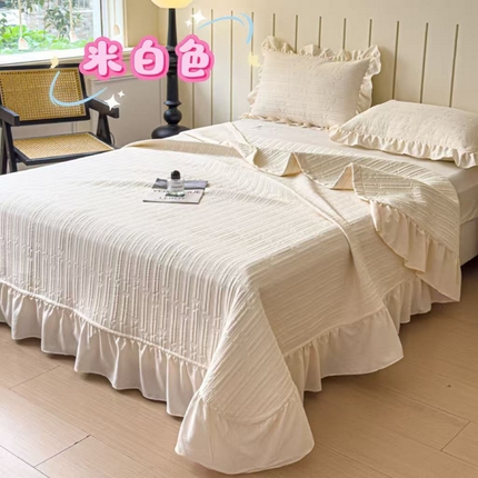 91家纺网 家纺一手货源 找家纺 （总）希朵家纺 2025新款麻夫格床盖三件套