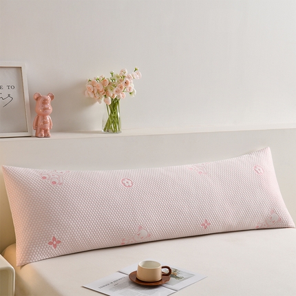 91家纺网 家纺一手货源 找家纺 艾兜坊 2025新款凉豆豆双人枕套 极简小熊-粉