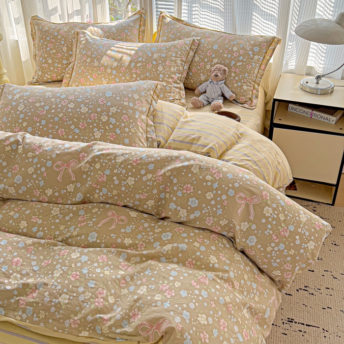 91家纺网 家纺一手货源 找家纺 暖芯优选 2025新款全棉纯棉一字绣四件套系列 春野星漫