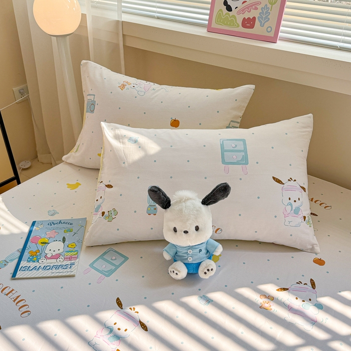 91家纺网 家纺一手货源 找家纺 呗旺鹿 2025新款正版三丽鸥全棉13372单品床笠 运动帕恰狗