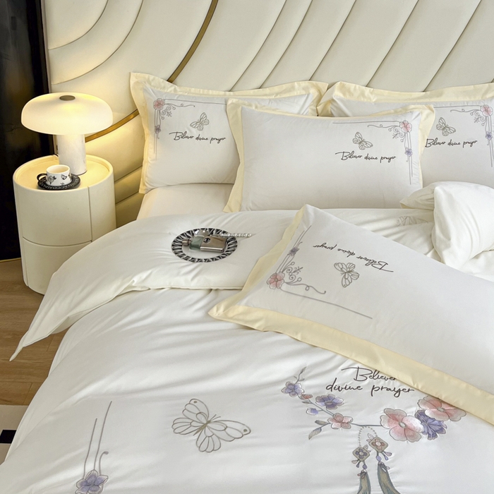 91家纺网 家纺一手货源 找家纺 恋之语 2025新款水洗棉刺绣四件套-锦绣花 锦绣花-香槟