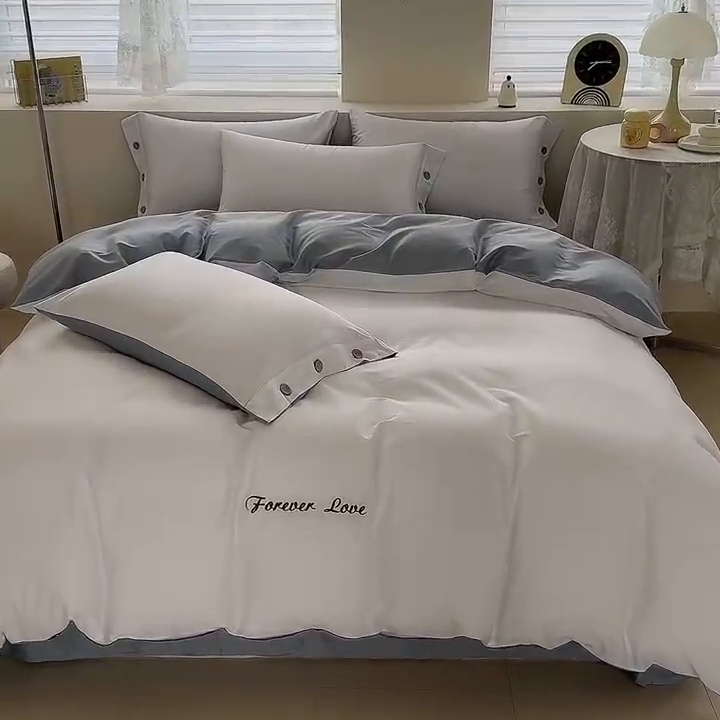 91家纺网 家纺一手货源 找家纺 （总）艾迪尚家纺 2025新款A类纯色双拼长绒棉纯棉刺绣系列单品床单 床单单件（有单品 可定制）