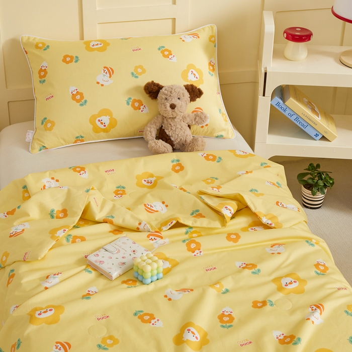 91家纺网 家纺一手货源 找家纺 ds生活馆 2025新款儿童学生纯棉精梳棉系列单夏被 花朵小鸭