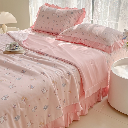 慕晨 2025新品天丝莫代尔夏被床盖四件套天丝夏凉被直播热款夏被四件套 小猫咪