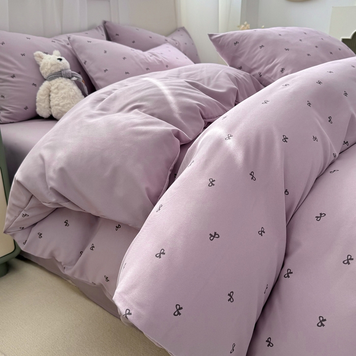 91家纺网 家纺一手货源 找家纺 丝芙妮家居2025新款水洗针织棉双层纱印花四件套 语薇