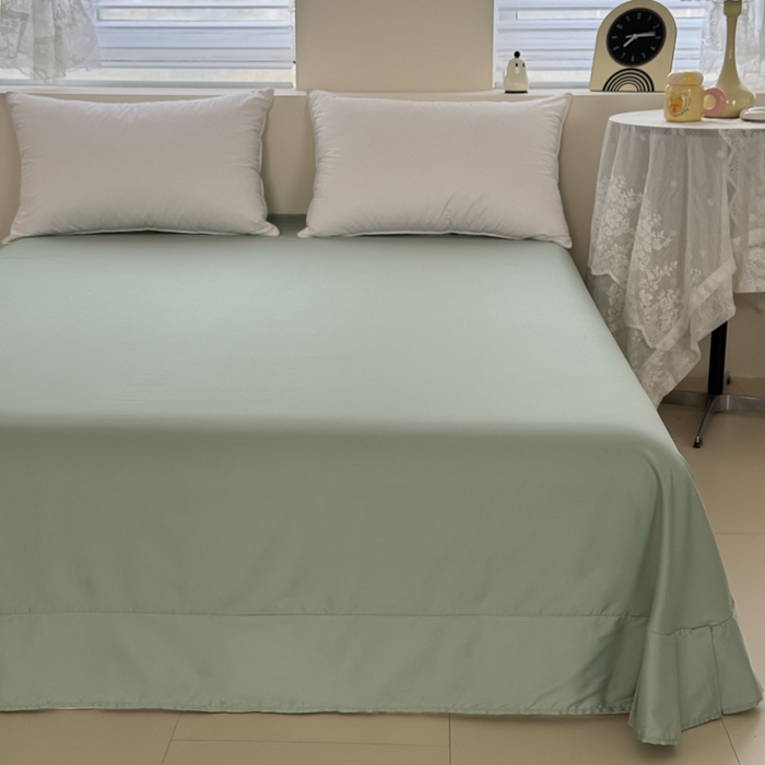 91家纺网 家纺一手货源 找家纺 艾迪尚家纺 2025新款A类纯色双拼长绒棉纯棉刺绣系列单品床单 床单单件（有单品 可定制） 黄芽翠眠