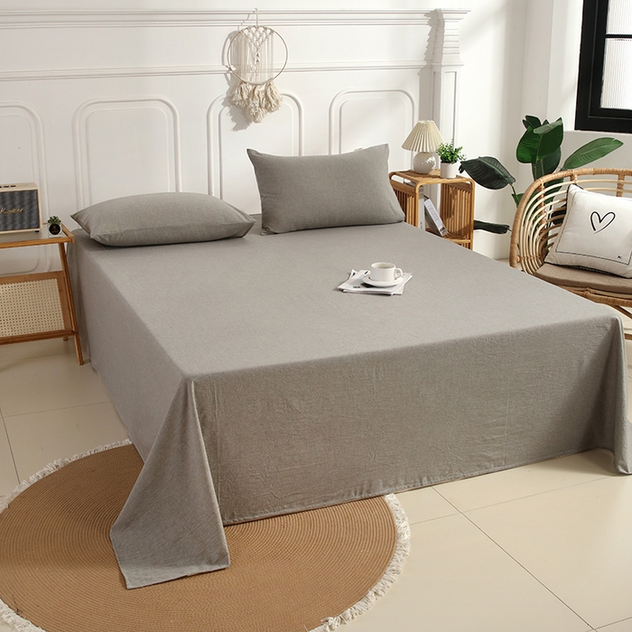 91家纺网 家纺一手货源 找家纺 恋之语家纺 2025新款全棉纯棉色织床单单品单床单床单单件 冰山灰