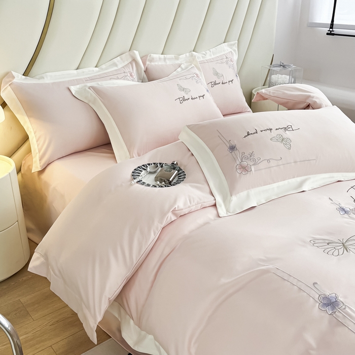 91家纺网 家纺一手货源 找家纺 （总）恋之语 2025新款水洗棉刺绣四件套-锦绣花