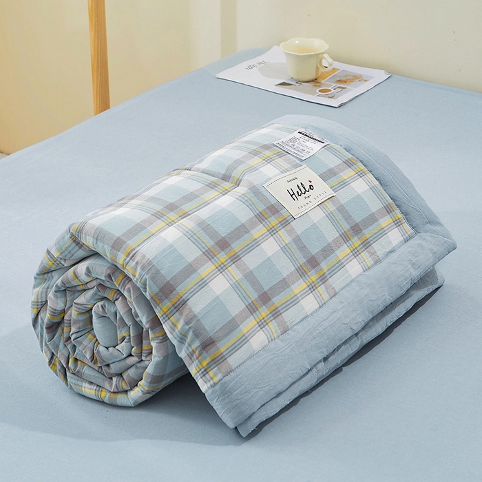 91家纺网 家纺一手货源 找家纺 恋人优选 2025新款纯棉色织水洗夏被 莫妮兰