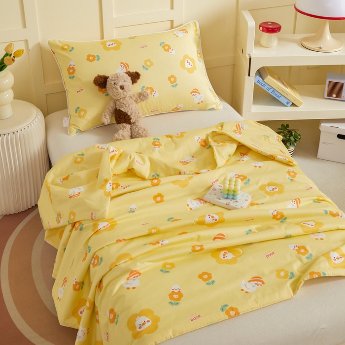 91家纺网 家纺一手货源 找家纺 ds生活馆 2025新款儿童学生纯棉精梳棉系列单夏被 花朵小鸭