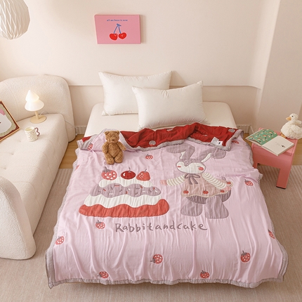 麻依 2025新款纯棉儿童纱布被 慕斯兔