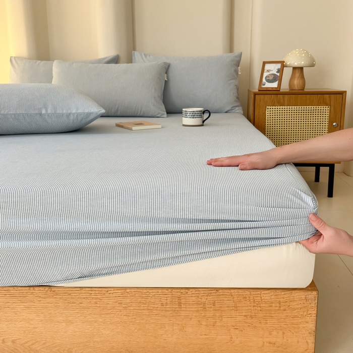 91家纺网 家纺一手货源 找家纺 （总）恋之语 2025新款全棉纯棉色织床笠单品单床笠床笠单件