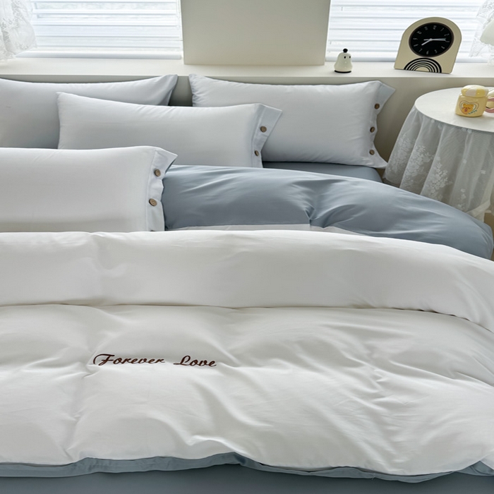 91家纺网 家纺一手货源 找家纺 （总）2025新款A类纯色双拼长绒棉纯棉刺绣四件套